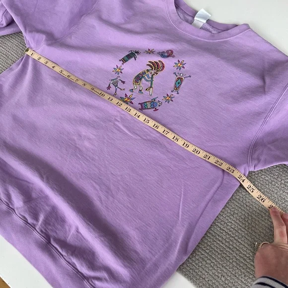 Vintage 90’s Purple Kokopelli Oversized Baggy Graphic Sweatshirt Sz XL - Picture 7 of 12